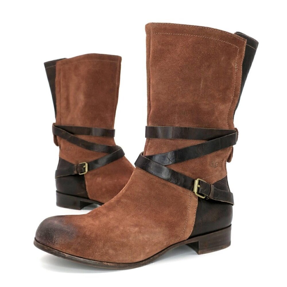 UGG Australia Deanna Brown Suede Leather Riding Boots 1001791 Women's 8M